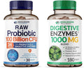 Wholesome Wellness Organic Probiotics 100 Billion CFU + Digestive Enzymes 1000mg with Prebiotics Bundle