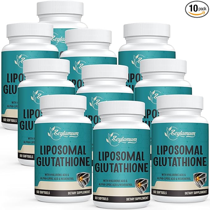 2400 MG Liposomal Glutathione Softgels Max Absorption Active Form L-Glutathione Reduced (GSH) with Hyaluronic Acid Resveratrol Master Antioxidants for Detox Brain Immune System 600 Softgels
