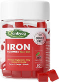 Iron Gummies for Teen Girls Gentle Iron Bisglycinate with Vitamin C Iron Supplement Plus Folate Energy &amp Anemia Support Chewable Sugar Free 60 Gummies