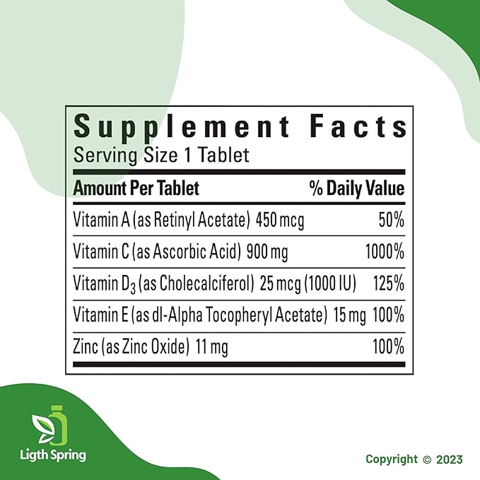 Super C with Vitamin D3 &amp Zinc 200 Tablets with Exclusive A to Z - Better Ligth&ampSpring Guide (2 Items)