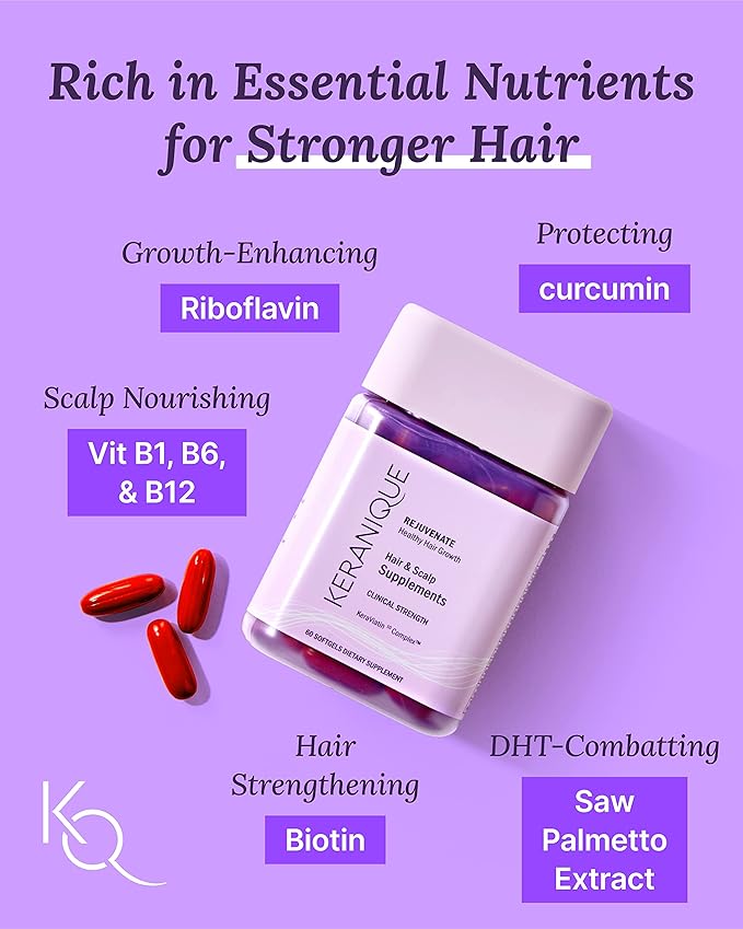 Keranique KeraViatin Hair &amp Scalp Health Supplement Clinical Strength Biotin Vitamin B 120 Softgels-60 Count (Pack of 2)