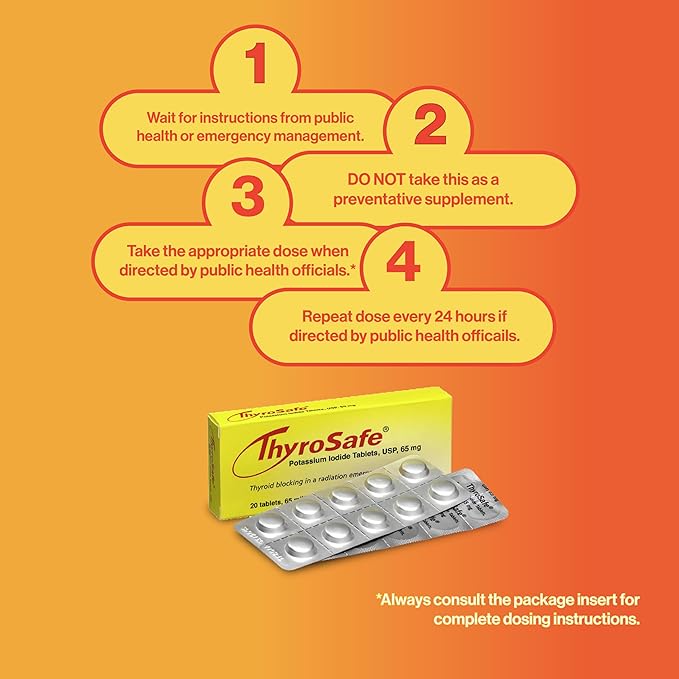 65mg Potassium Iodide Tablets (240 Pack) - Protects Your Thyroid from Nuclear Radiation Exposure