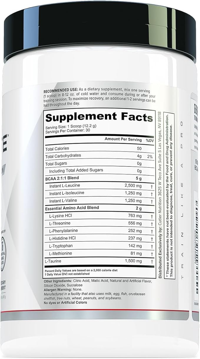 Cutler Nutrition Generate EAA and BCAA Powder: Best Branched Chain Amino Acids Supplement with Essential Amino Acids 5g BCAAs 2g EAAs for Lean Muscle Mass | Sour Rainbow Candy 30 Servings