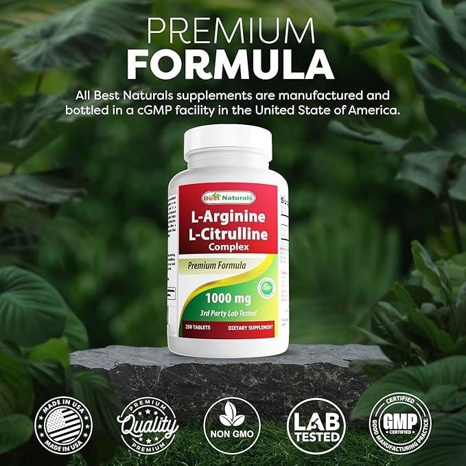 Best Naturals L-Arginine L-Citruline Complex Tablets 250 Count