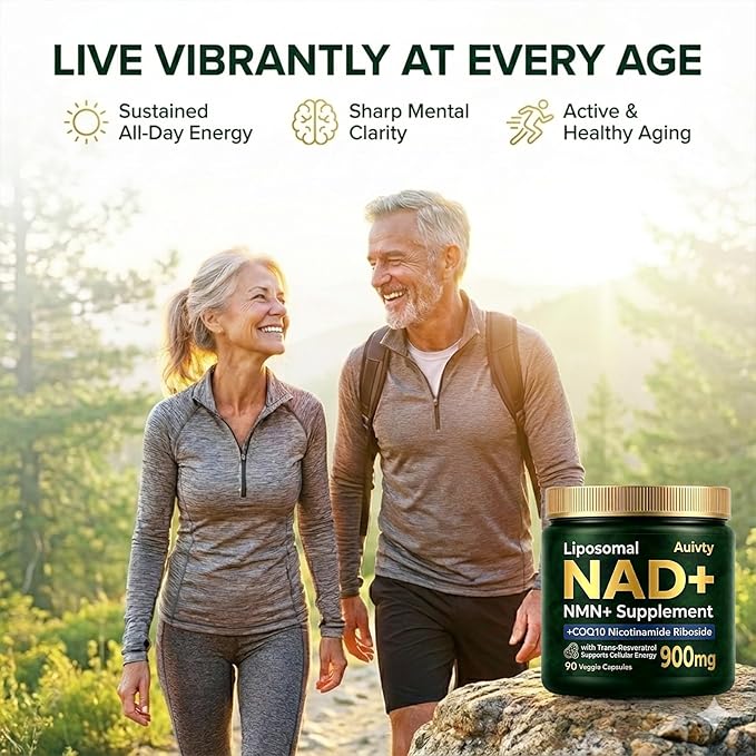 Liposomal NAD+ NMN Supplement with COQ10 Nicotinamide Riboside Trans-Resveratrol 900mg 90 Veggie Capsules