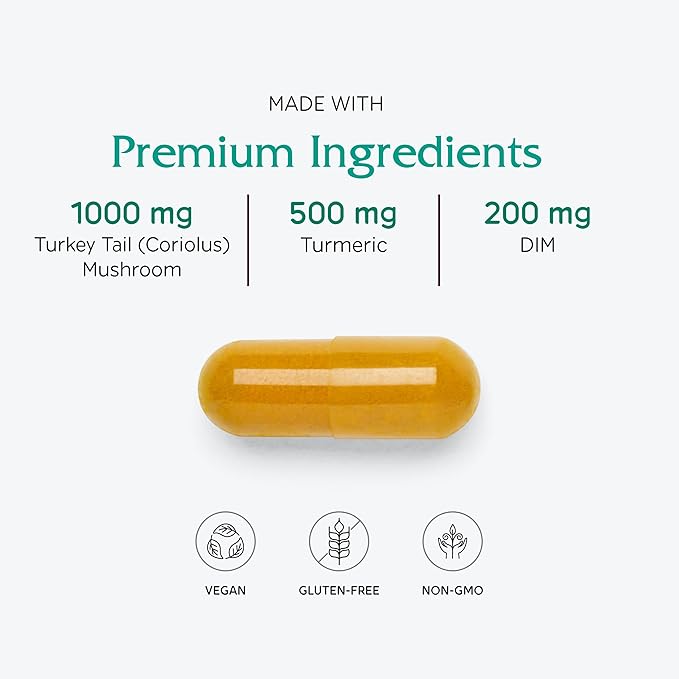 Vitanica CCDG Blend - Immune Support Supplement with Green Tea &amp Turmeric - DIM Supplement with Turkey Tail Mushroom - Dietary Supplement for Antioxidant &amp Cellular Support - Vegan - 90 Capsul