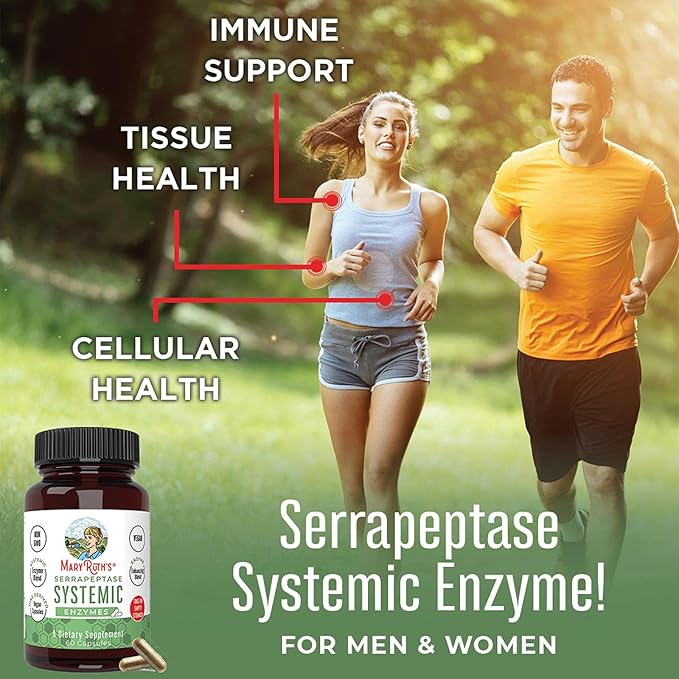 MaryRuth Organics Serrapeptase Enzymes Capsules | Up to 2 Month Supply | Enzyme Supplement for High Potency Sinus Relief Pills| Tissue Health and Cellular Health | Vegan | Gluten Free | 60 Count