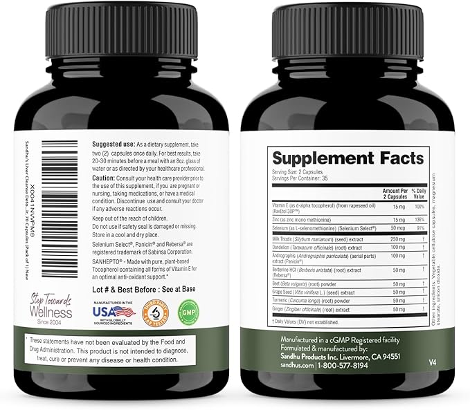 Sandhu's Quercetin with Bromelain (120 Count) &amp Liver Renew Cleanse Detox (70 Count) | Supports Immune Respiratory Liver &amp Digestive Health