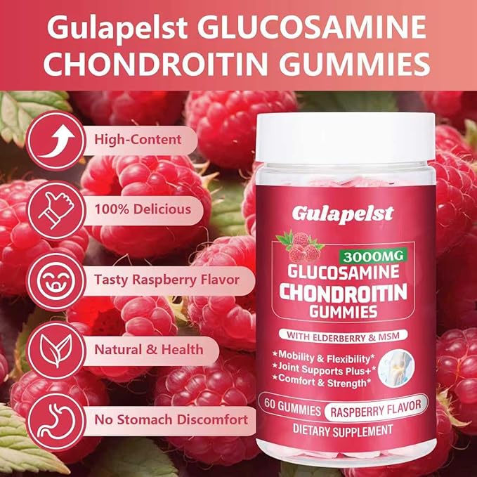 3 Packs 3000MG Glucosamine Chondroitin Gummies - Extra Strength Joint Health &amp MSM Elderberry Natural Joint Support Supplement Flexibility Antioxidant Immune Support for Adults 180 Gummies