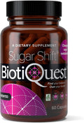 BiotiQuest Sugar Shift Probiotic | Helps Decrease Sugar &amp Carb Cravings and Supports Digestive Balance | 22 Billion CFU | Non-GMO Gluten-Free &amp Vegan | 60 Servings