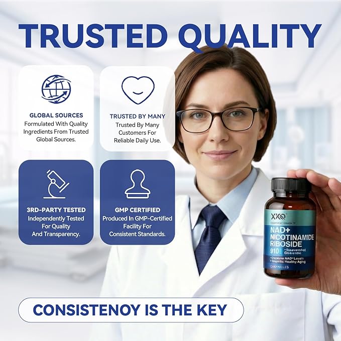 XKQ NAD Supplement Liposomal NAD with Resveratrol｜NMN Supplement | NAD+ Supplement Resveratrol for Men &amp Women | NAD Plus Supplement 910mg60 ServingsTake 2 Daily