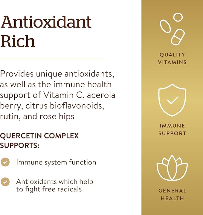 Solgar Quercetin Complex with Ester-C Plus 100 Vegetable Capsules - Supports Immune Health Antioxidant - Gentle on The Stomach Vitamin C - Non-GMO Vegan Gluten/Dairy Free - 50 Servings