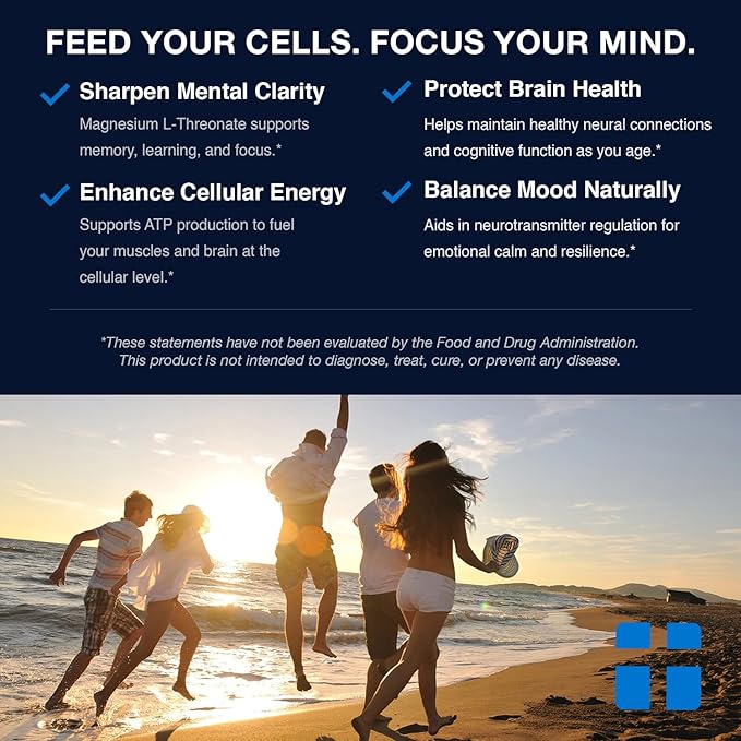 Opti + Triple Magnesium Complex Supplement | Brain Sleep Relaxation Support* | Magnesium L-Threonate Glycinate &amp Acetyl Taurate Blend | Made in USA | 90 Capsules/30 Servings