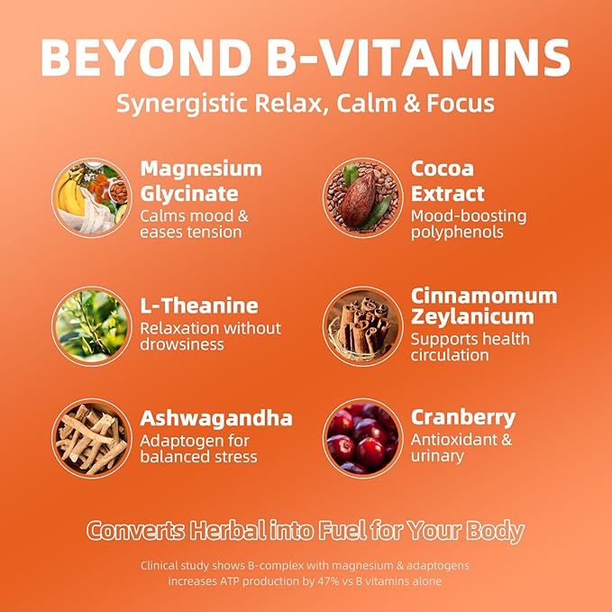 GREENPEOPLE Vitamin Methylated B Complex | Methyl B12 + L-Methyl Folate | Support Energy Metabolic Immunity &amp Cognitive | 6 Super B Complex w/Mg Ashwagandha &amp L‑Theanine for Women -Vegan 2f