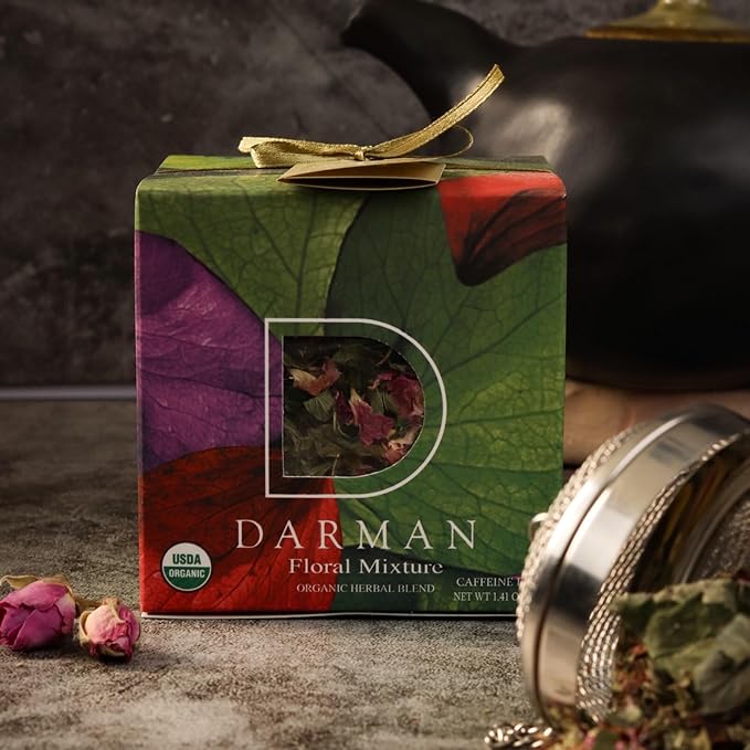 Armenian Herbal Tea – Floral Blend with Wild Pomegranate Flowers Rose Petals Common Balm &amp Wild Oregano | 1.4 oz Loose Leaf | Premium Mountain Botanicals | Gift Box for Wellness &amp Celebratio