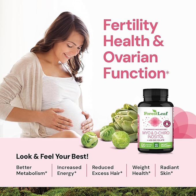 Myo-Inositol &amp D-Chiro Inositol Supplement for Women's Health | Fertility Supplements Women | Inositol 40:1 Ratio Support Ovarian Function &amp Healthy Hormone Balance Women | 2050mg | 120 Powder