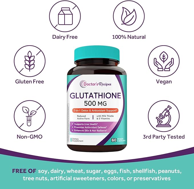 Doctor's Recipes Pair: Glutathione with Milk Thistle + Women's Probiotic 50B with Organic Cranberry 150 Caps