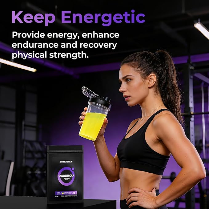 OxyEnergy BCAA 2:1:1 Powder 7g BCAAs and 2g L-Glutamine Taurine for Muscle Recovery Increased Endurance Perfect Amino Aicds for Pre &amp Post Workout Recovery Sugar Free Lemon 30 Stick Pack