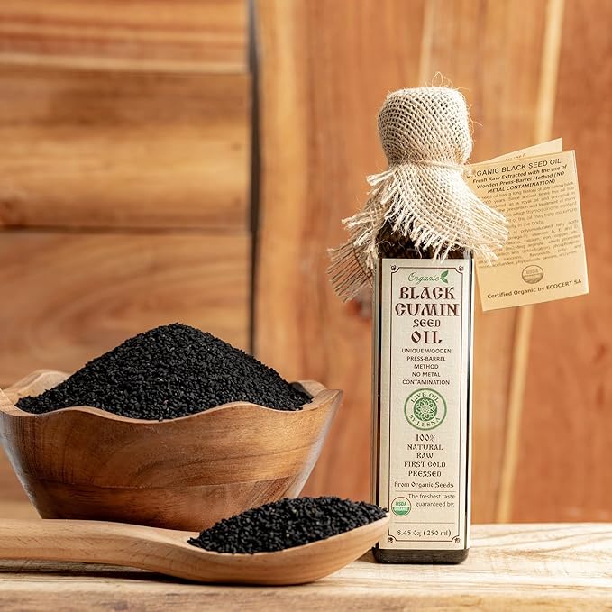 Certified Organic Black seed (Cumin) Oil. Fresh Raw Cold-Pressed Oil by Live Oil by Lesna. 8.45 Oz