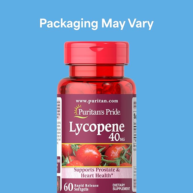 Puritan's Pride Premium Lycopene 40mg Dietary Supplement for Prostate Antioxidant Heart Health and Overall Health Support 2 Month Supply 60 Rapid Release Softgels 2 Pack