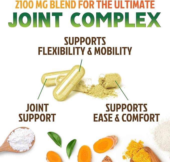 Glucosamine Chondroitin MSM - 3x Strength Joint Support Supplement for Joint Mobility &amp Comfort For Men and Women Glucosamine Supplements Complex with Turmeric &amp Boswellia - 180 Capsules