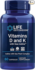Life Extension Curcumin and Vitamins D &amp K with Sea-Iodine Capsules for Immune Bone Heart and Thyroid Support