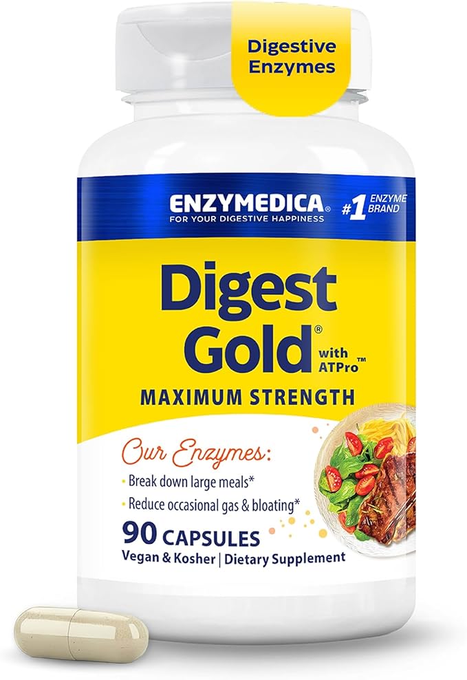 Enzymedica Digest Gold - Digestive Enzyme Supplement for Women &amp Men Enzyme Capsules for Digestion Gut Health Support Helps Gas &amp Bloating ATPro Energy Support Maximum Strength Vegan - 9