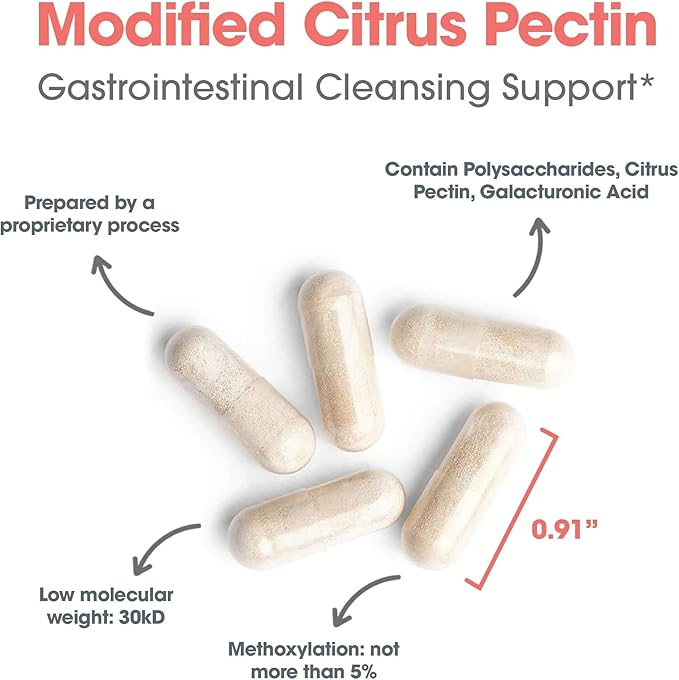 Nutricology Modified Citrus Pectin - 1.5 g Modified Citrus Pectin - Supports Gastrointestinal Cleansing - Vegetarian Capsules - Hypoallergenic Formula - 40 Servings - 120 Capsules