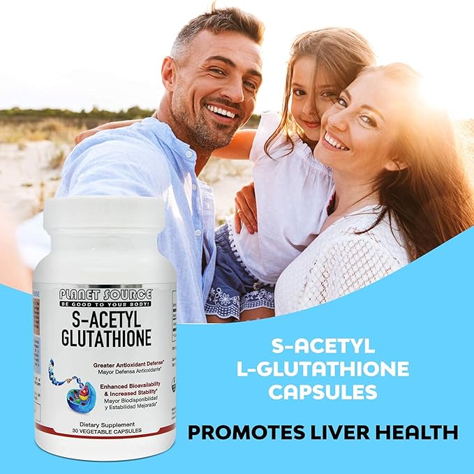 S-Acetyl Glutathione (Food Grade) Supplement - Best Detox - Supports Healthy Aging Liver Detox and Cell Function - High Absorbtion Small Vegetarian Capsules