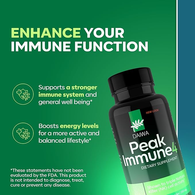 Daiwa Peak Immune 4 - Natural Immune System Booster + Plasmanex 1 – Blood Circulation Supplement + Krill Oil – Omega 3 Krill Oil Capsules