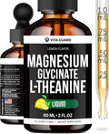 Vita Guard Magnesium Glycinate Liquid Drops 500mg – Liquid Magnesium Supplement with L-Theanine 200mg – Sleep Calm Stress Relief Muscle &amp Nerve Health – Gluten Free No Sugar Vegan 2 Fl Oz