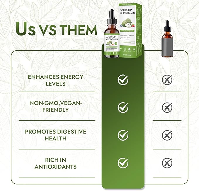 Simply Sours Organic Soursop Graviola Extract Drops - 5000mg Pure Leaf &amp Fruit Liquid Supplement Sugar-Free Gluten-Free 2 fl oz (60 Servings)
