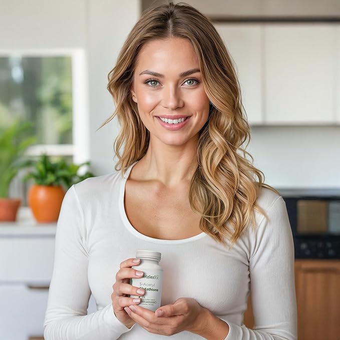 RetzlerRx S-Acetyl Glutathione Supplement 100 mg. per Capsule Made in USA - 120 Acid-Resistant Capsules - Antioxidant Support - Non-GMO Soy &amp Gluten-Free / Bergaflow® Pharmaceutical Grade