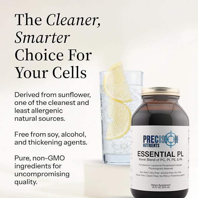 Essential Phospholipid Complex – Sunflower-Based Brain Supplement for Memory Focus Cellular Detox and Repair – Cognitive Support with PC PE PI PS PA – Non-GMO - 16fl oz