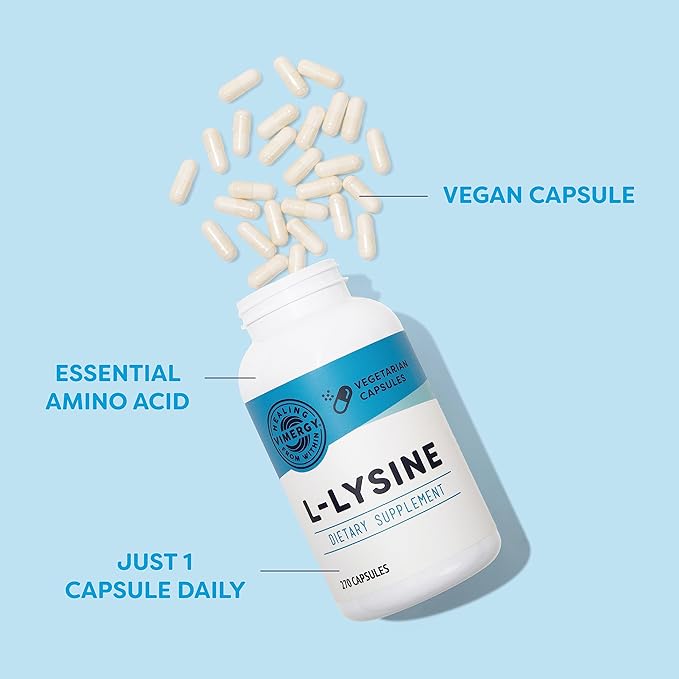 Vimergy L-Lysine – Promotes Healthy Skin Hair &amp Nails* – Supports Healthy Metabolism* – Vegan Non-GMO &amp Gluten-Free – 270 Capsules