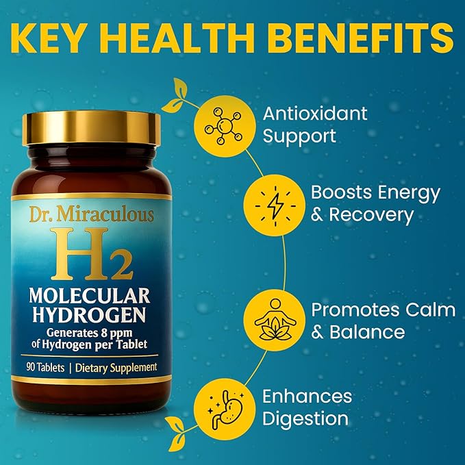 Hydrogen Water Tablets | 90CT Molecular Hydrogen Tablets for Drinking Water | H2 Molecular Magnesium Supplement for Athletic &amp Cognitive Performance | Non-GMO &amp Gluten Free 45 Serving