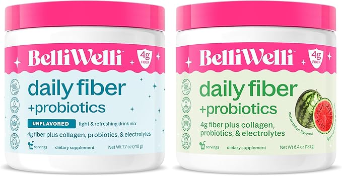 Belli Welli Daily Fiber Supplement for Women &amp Men Bundle – Premium Fiber Powder from Organic Acacia with Added Collagen Electrolytes &amp Probiotics – No Bloat Constipation &amp Gut Health Su