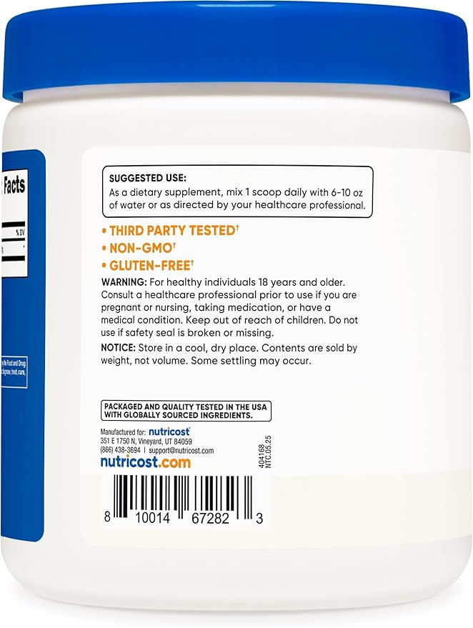 Nutricost Glycine Powder 1lb - Non-GMO Gluten Free (Pack of 2)