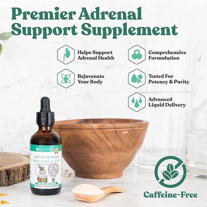 Rejuvica Health Active Adrenal - Advanced Adrenal Support Tincture - Liquid Delivery for Better Absorption - Ashwagandha B-Vitamins Magnesium and More