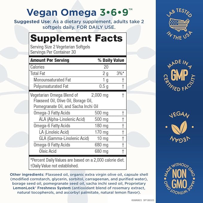 Purity Products Bundle - Vegan Omega 3-6-9 + B-12 Energy Melt Omega 3-6-9 (“5 in 1” Plant-Based Omega 3 6 9 Essential Fatty Acid Complex) - B12 Berry Melt (Methylcobalamin B12 + B6 + D3 + More)