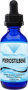Absonutrix Pterostilbene 300 mg 4 Fl Oz Liquid Drops 200 Potent Servings High Bioavailability Third-Party Tested Quick Absorption GMP-Certified Non-GMO Cruelty-Free Products Made in USA