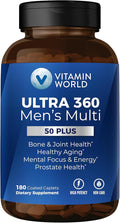 Vitamin World Ultra 360 Multivitamin for Men 50 Plus Men's 50+ Multivitamin with Minerals &amp Herbs for Prostate Function Supplement with Vitamin A C D E &amp Zinc for Healthy Aging 180 Caple