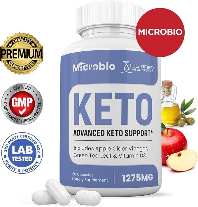 (2 Pack) Microbio Keto ACV Pills 1275MG Keto Support Blend Capsule Alternative to Keto ACV Gummies Formulated with Apple Cider Vinegar Extra Virgin Olive Oil Powder Green Tea Leaf 120 Capsules