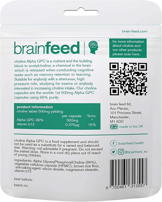 Acetylcholine Supplement | 99% Alpha GPC Capsules (60) | 1-a-Day | Memory Focus Concentration Nootropic Brain Supplement | Acetylcholine Precursor | Alpha GPC Powder in Capsule | Lab-Tested