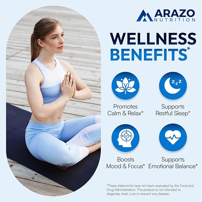 5-HTP 200 MG Per Serving Plus Calcium for Mood Sleep – Supports Calm and Relaxed Mood – 99% High Purity – 120 Capsules – Arazo Nutrition