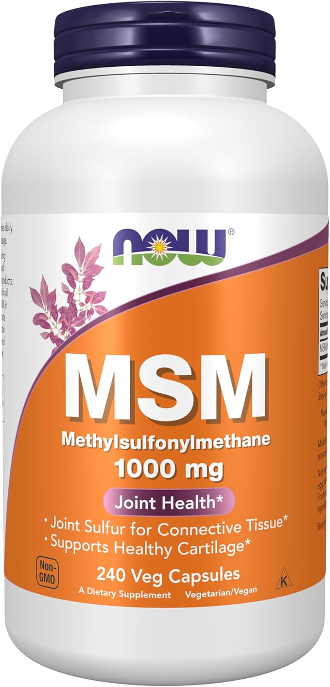 NOW Supplements MSM (Methylsulfonylmethane) 1000 mg Joint Health* 240 Veg Capsules