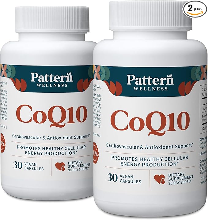 Pattern Wellness CoQ10 – 200mg Ubiquinone with BioPerine® Black Pepper Extract – Cellular Energy &amp Vitality Support – Non-GMO – 60 Vegan Capsules*