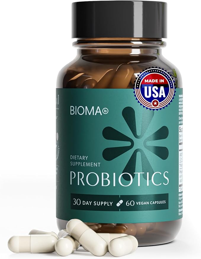 BIOMA Probiotics - Digestive Health Probiotic - Gut Support for Men &amp Women with Xylooligosaccharides Tributyrin &amp Bifidobacterium - Vegan &amp Gluten Free - 60 Delayed-Release Capsules (30-