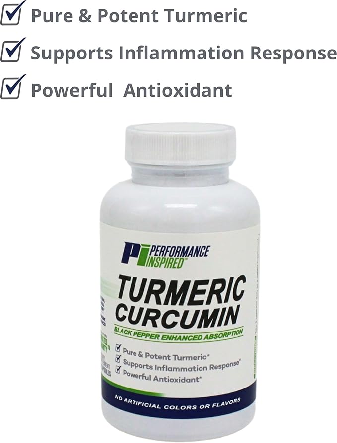 Performance Inspired Nutrition Turmeric Curcumin Capsules – Joint Support &amp Antioxidant – Enhanced Absorption – 60 Count