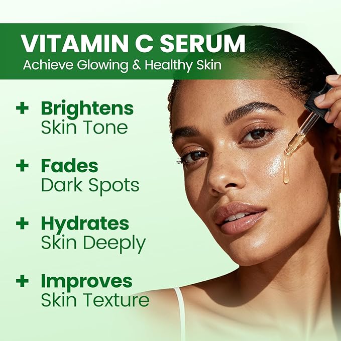 Vitamin C Serum for Face 20% Brightening Face Serum with Sodium Hyaluronate for Dark Spots &amp Fine Lines – Support Collagen &amp Skin Radiance Plus Vit C Caps for Inside-Out Support 1 Fl Oz + 6